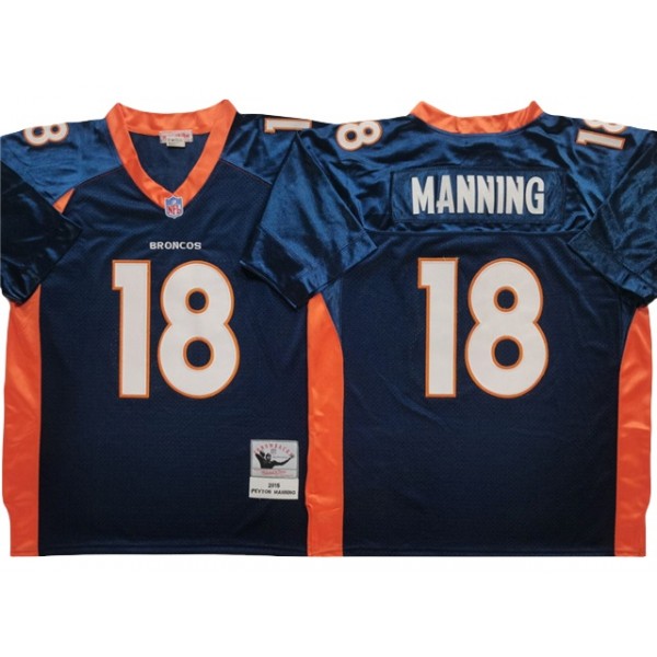 Denver Broncos #18 Peyton Manning 2015 Throwback Blue Jersey