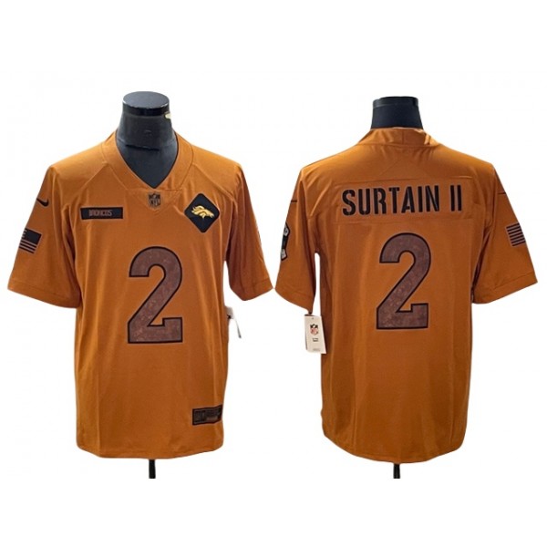 Denver Broncos #2 Pat Surtain II 2023 Brown Salute To Service Limited Jersey