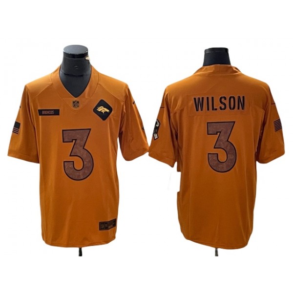 Denver Broncos #3 Russell Wilson 2023 Brown Salute To Service Limited Jersey