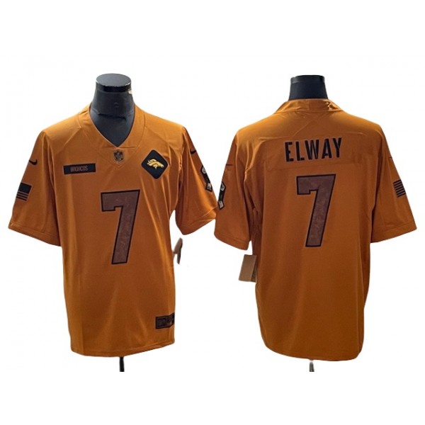 Denver Broncos #7 John Elway 2023 Brown Salute To Service Limited Jersey