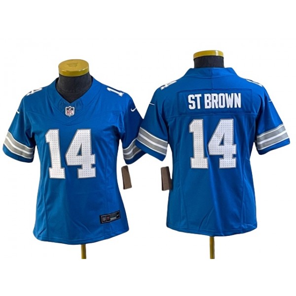 Detroit Lions #14 Amon-Ra St. Brown Women's 2024 Blue Vapor F.U.S.E. Limited Jersey