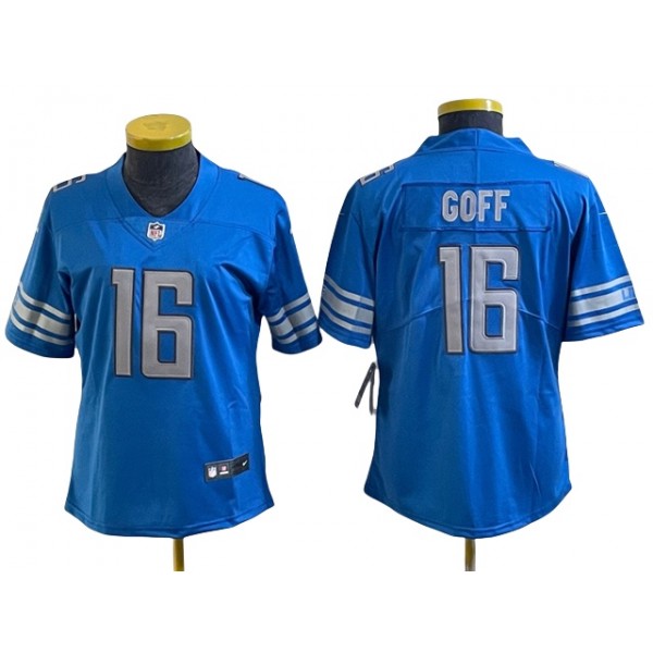 Detroit Lions #16 Jared Goff Women's Blue Vapor Limited Jersey