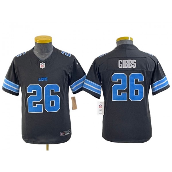 Detroit Lions #26 Jahmyr Gibbs Youth 2024 Black Vapor F.U.S.E. Limited Jersey