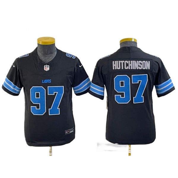 Detroit Lions #97 Aidan Hutchinson Youth 2024 Black Vapor F.U.S.E. Limited Jersey