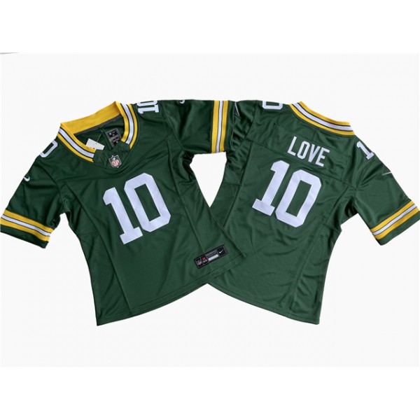 Green Bay Packers #10 Jordan Love Women's Green Vapor F.U.S.E Limited Jersey