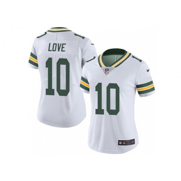 Green Bay Packers #10 Jordan Love Women's White Vapor Limited Jersey