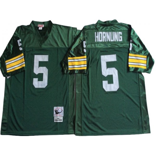 Green Bay Packers #5 Paul Hornung 1966 Throwback Green Jersey