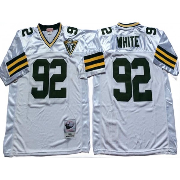 Green Bay Packers #92 Reggie White Throwback White Jersey