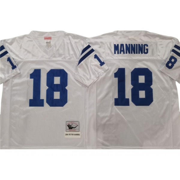 Indianapolis Colts #18 Peyton Manning 2006 Throwback White Jersey