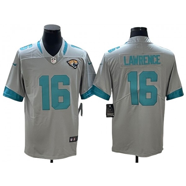 Jacksonville Jaguars #16 Trevor Lawrence Gray Inverted Limited Jersey