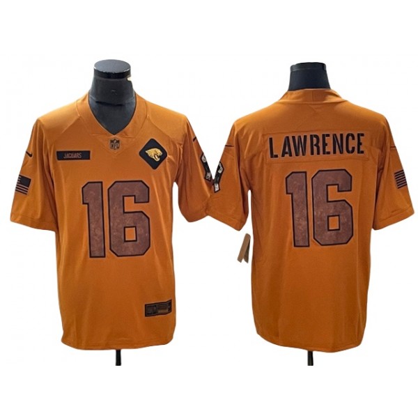 Jacksonville Jaguars #16 Trevor Lawrence 2023 Brown Salute To Service Limited Jersey