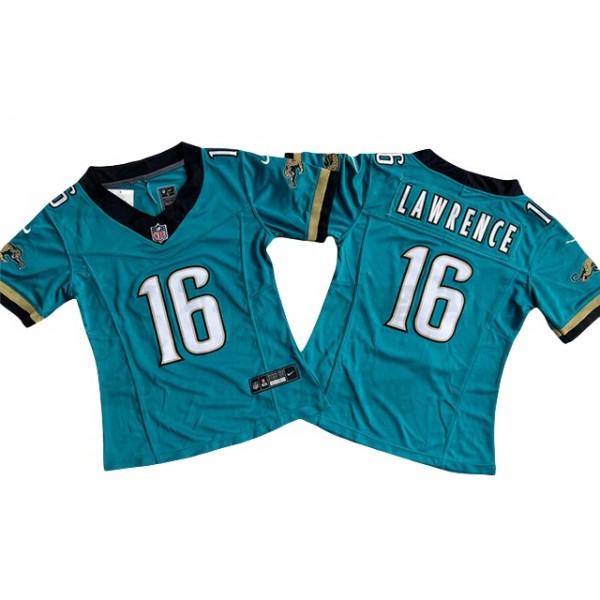 Jacksonville Jaguars #16 Trevor Lawrence Women's Teal Prowler Throwback Vapor F.U.S.E. Limited Jersey