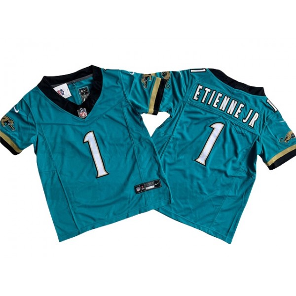 Jacksonville Jaguars #1 Travis Etienne Youth Teal Prowler Throwback Vapor F.U.S.E. Limited Jersey