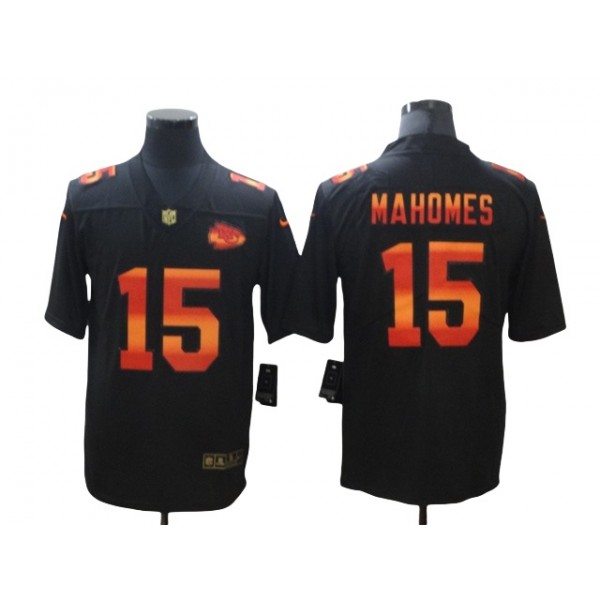 Kansas City Chiefs #15 Patrick Mahomes Black Colorful Fashion Limited Jersey