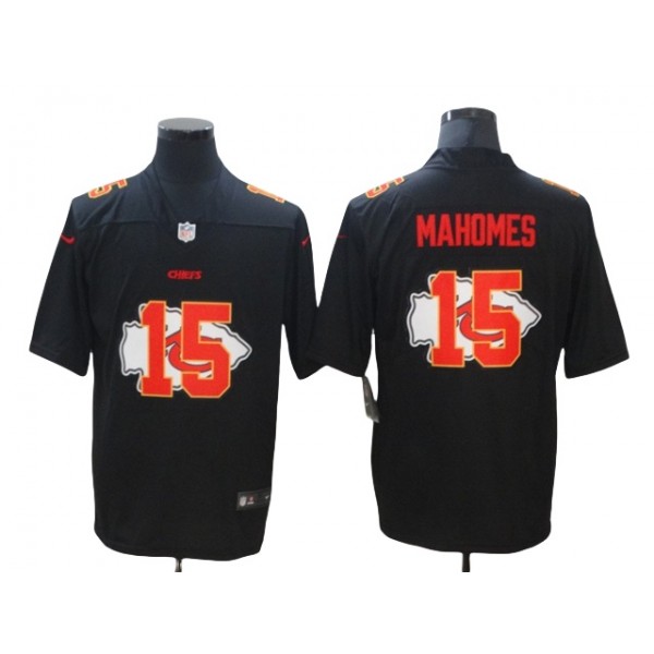 Kansas City Chiefs #15 Patrick Mahomes Black Shadow Logo Limited Jersey