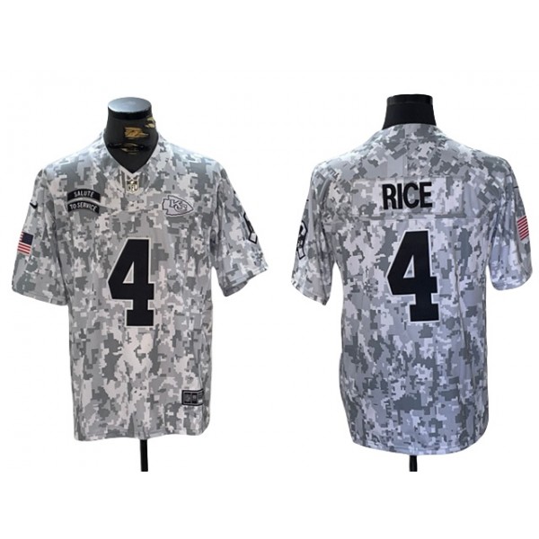 Kansas City Chiefs #4 Rashee Rice Arctic Camo 2024 Salute To Service Limited Jersey