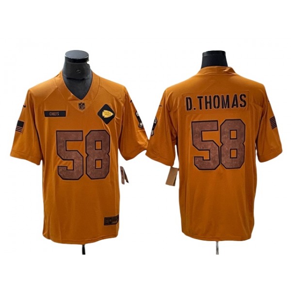 Kansas City Chiefs #58 Derrick Thomas 2023 Brown Salute To Service Limited Jersey