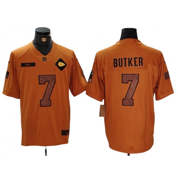 Kansas City Chiefs #7 Harrison Butker 2023 Brown Salute To Service Limited Jersey