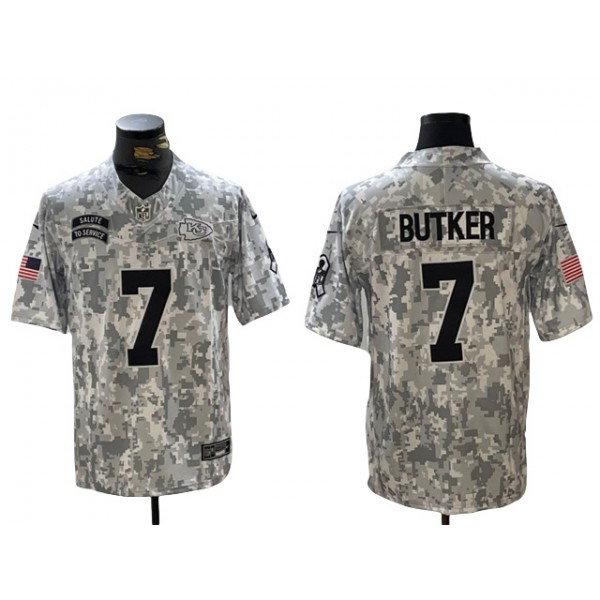 Kansas City Chiefs #7 Harrison Butker Arctic Camo 2024 Salute To Service Limited Jersey