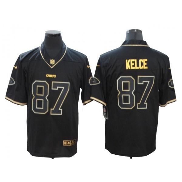 Kansas City Chiefs #87 Travis Kelce Black Gold Vapor Limited Jersey