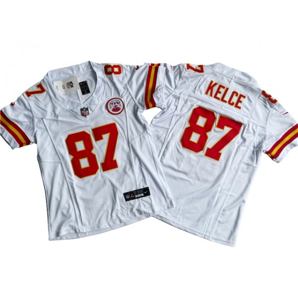 Kansas City Chiefs #87 Travis Kelce Women's White Vapor F.U.S.E. Limited Jersey