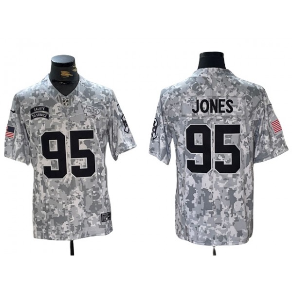 Kansas City Chiefs #95 Chris Jones Arctic Camo 2024 Salute To Service Limited Jersey