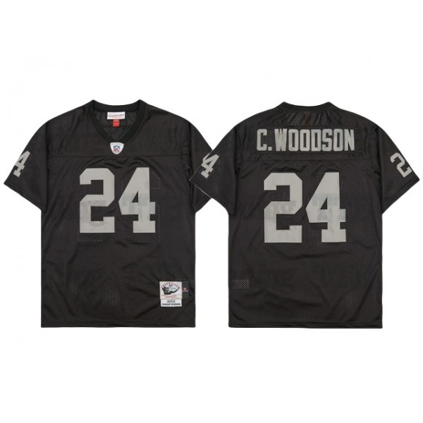 Oakland Raiders #24 Charles Woodson 2002 Throwback Black Jersey