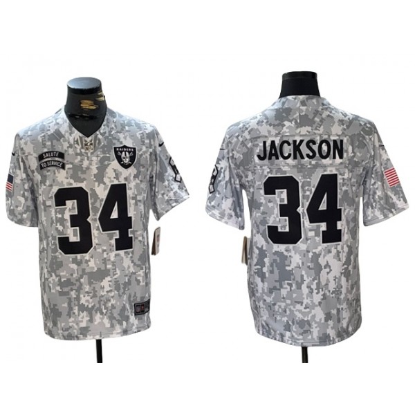 Las Vegas Raiders #34 Bo Jackson Arctic Camo 2024 Salute To Service Limited Jersey