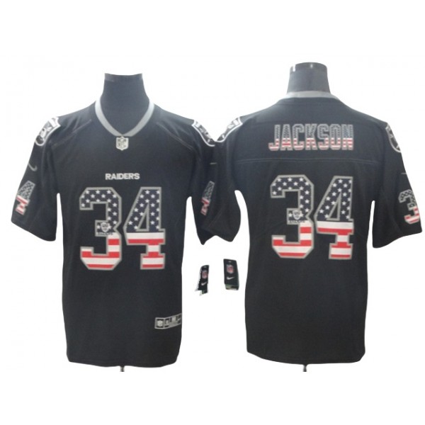 Las Vegas Raiders #34 Bo Jackson Black USA Flag Fashion Limited Jersey