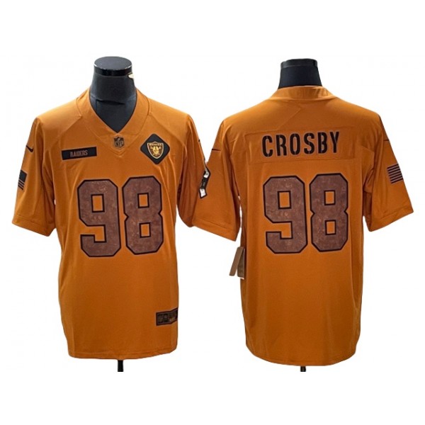 Las Vegas Raiders #98 Maxx Crosby 2023 Brown Salute To Service Limited Jersey