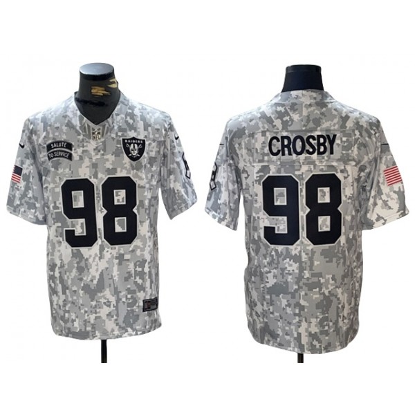 Las Vegas Raiders #98 Maxx Crosby Arctic Camo 2024 Salute To Service Limited Jersey