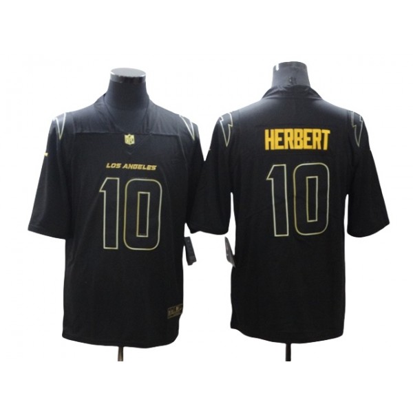 Los Angeles Chargers #10 Justin Herbert Black Gold Vapor Limited Jersey