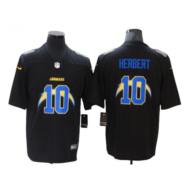 Los Angeles Chargers #10 Justin Herbert Black Shadow Logo Limited Jersey