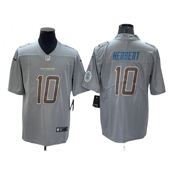 Los Angeles Chargers #10 Justin Herbert Gray Atmosphere Fashion Limited Jersey