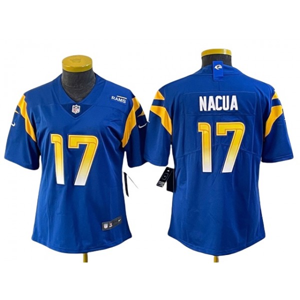 Los Angeles Rams #17 Puka Nacua Women's Royal Vapor Limited Jersey