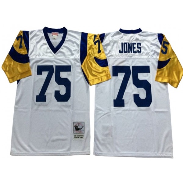 Los Angeles Rams #75 Deacon Jones Throwback White Jersey