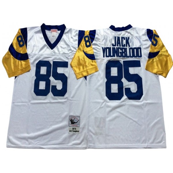 Los Angeles Rams #85 Jack Youngblood Throwback White Jersey