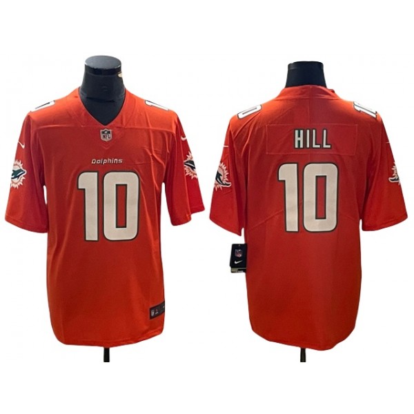 Miami Dolphins #10 Tyreek Hill Orange Vapor Limited Jersey