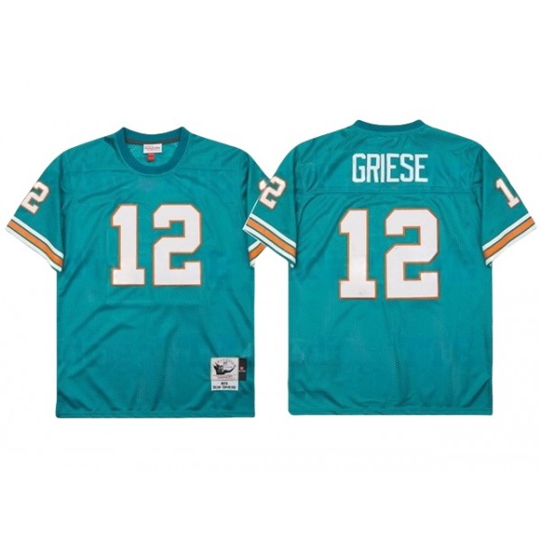 Miami Dolphins #12 Bob Griese 1972 Throwback Aqua Jersey