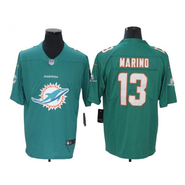 Miami Dolphins #13 Dan Marino Aqua Team Big Logo Vapor Limited Jersey