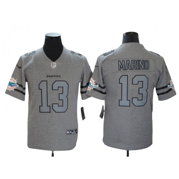 Miami Dolphins #13 Dan Marino Gray Gridiron Gray Limited Jersey