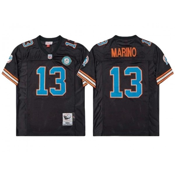 Miami Dolphins #13 Dan Marino 1990 Throwback Black Jersey