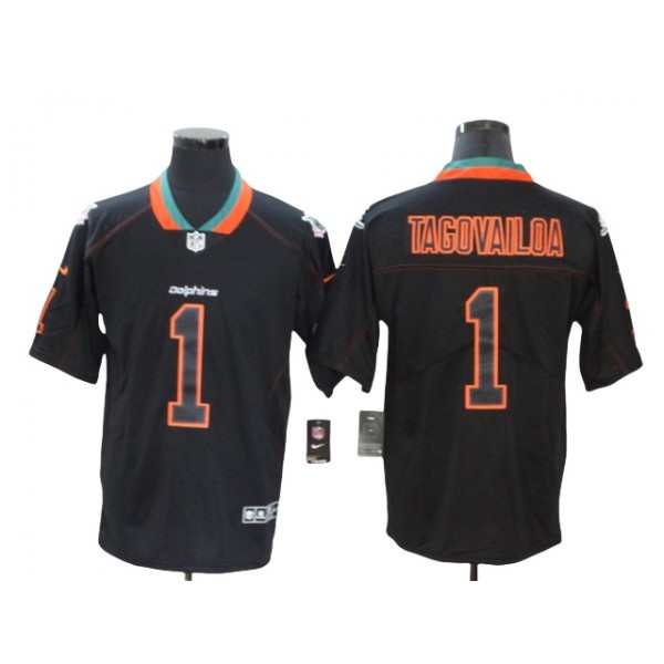 Miami Dolphins #1 Tua Tagovailoa Black Shadow Limited Jersey