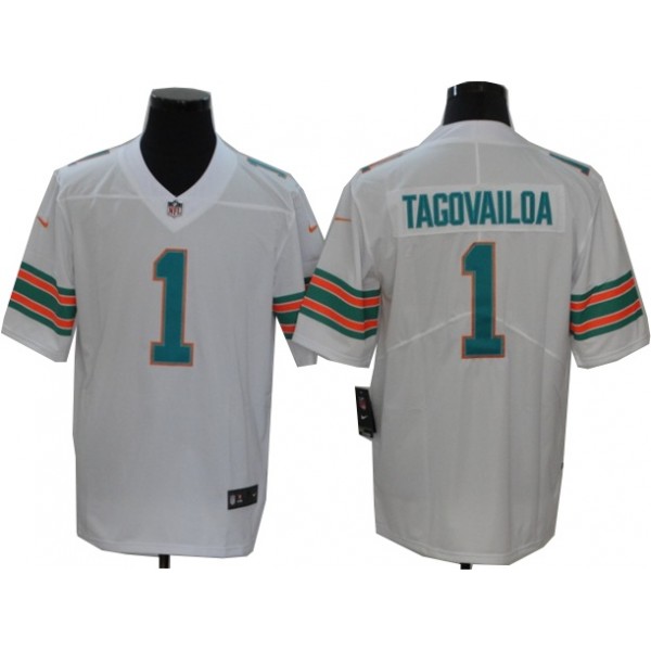 Miami Dolphins #1 Tua Tagovailoa Youth Alternate White Vapor Limited Jersey