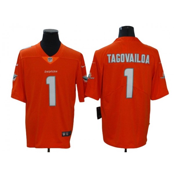 Miami Dolphins #1 Tua Tagovailoa Youth Orange Vapor Limited Jersey