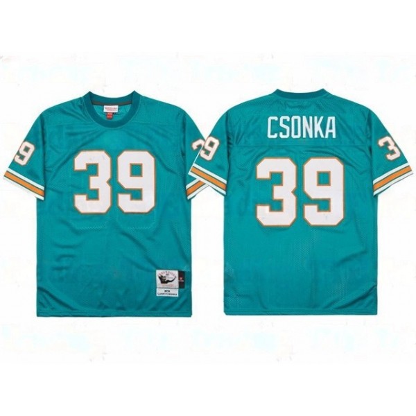 Miami Dolphins #39 Larry Csonka 1972 Throwback Aqua Jersey