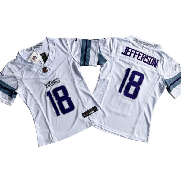 Minnesota Vikings #18 Justin Jefferson Women's Alternate White Vapor F.U.S.E. Limited Jersey