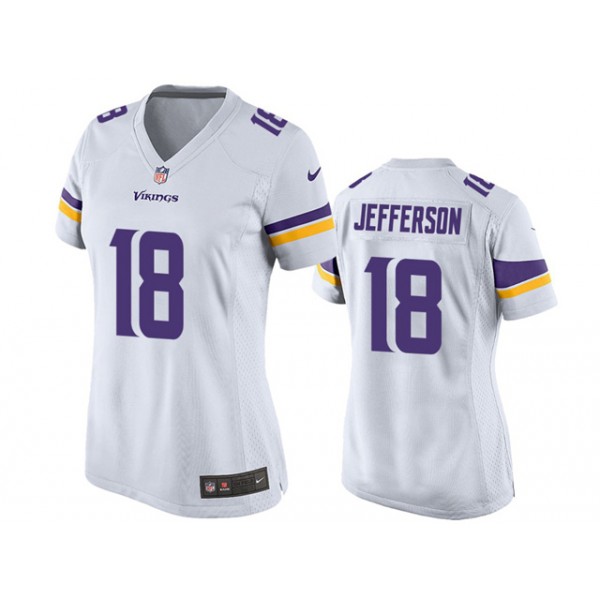 Minnesota Vikings #18 Justin Jefferson Women's White Vapor Limited Jersey