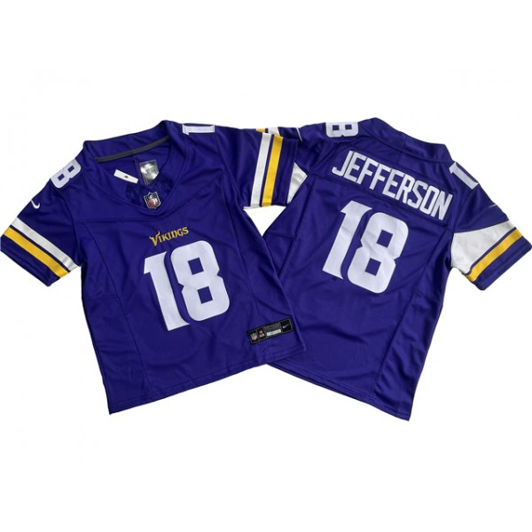 Minnesota Vikings #18 Justin Jefferson Youth Purple Vapor F.U.S.E. Limited Jersey