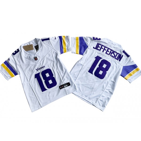 Minnesota Vikings #18 Justin Jefferson Youth White Vapor F.U.S.E. Limited Jersey